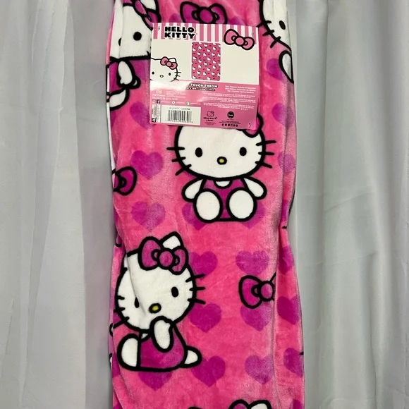 Hello Kitty Pink Valentines Day Blanket/Throw 50in X 70inch